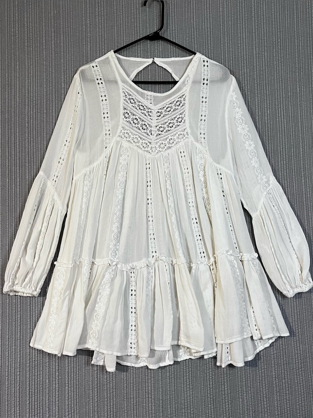 Free People Kiss Kiss Tunic Top Mini Dress Ivory White Sz S / P *